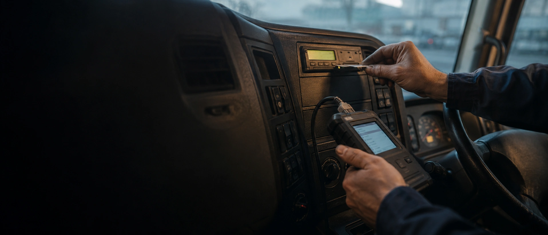 Mobilny serwis tachografu w kabinie pojazdu użytkowego